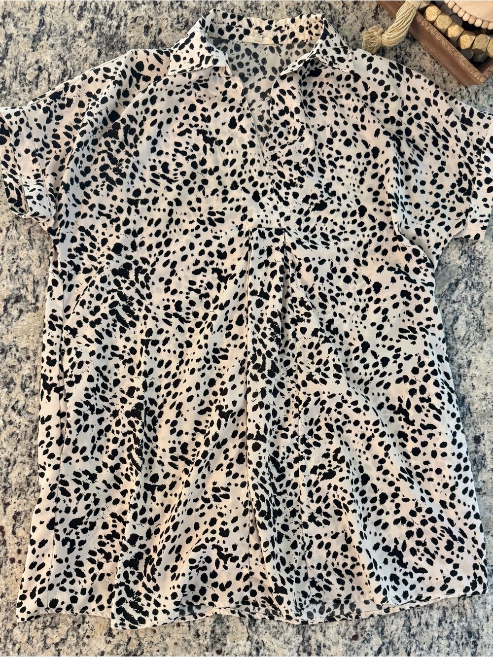 Women’s Black and White Dalmatian Print Short Sleeve Dress